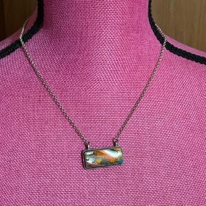 Beautiful Spiny Oyster Turquoise Bar Necklace Sterling Silver
